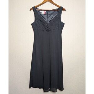 Black Sleeveless Chiffon Midi Dress Size 10 Goth Dark Fairy Romantic Evening LBD